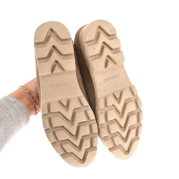 Vionic Kensley Slip On Loafers Shoes Taupe Tan Suede Platform Lug Sole Women's 7