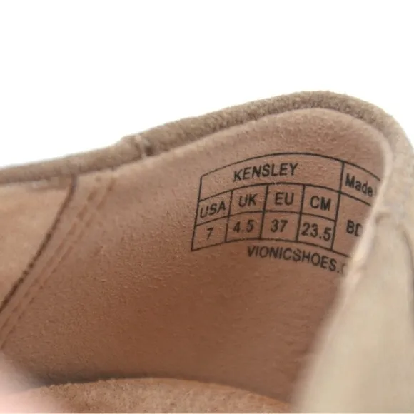 Vionic Kensley Slip On Loafers Shoes Taupe Tan Suede Platform Lug Sole Women's 7