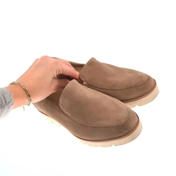 Vionic Kensley Slip On Loafers Shoes Taupe Tan Suede Platform Lug Sole Women's 7