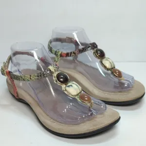 Vionic Lizbeth T-strap  Multicolor orthotic jeweled Sandal womans size 8W  EU 39