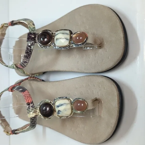 Vionic Lizbeth T-strap  Multicolor orthotic jeweled Sandal womans size 8W  EU 39