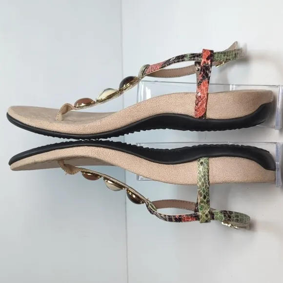 Vionic Lizbeth T-strap  Multicolor orthotic jeweled Sandal womans size 8W  EU 39