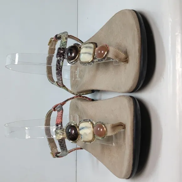 Vionic Lizbeth T-strap  Multicolor orthotic jeweled Sandal womans size 8W  EU 39