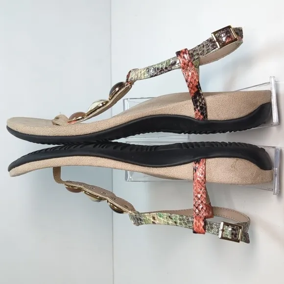 Vionic Lizbeth T-strap  Multicolor orthotic jeweled Sandal womans size 8W  EU 39