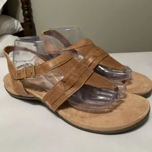 Vionic LUPE Brown Tan Arch Support Footbed Thong Style Slingback Sandals Sz 11
