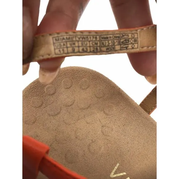 Vionic Miami Thong Sandal Womens 11 Embellished Gold Cork Orthaheel Ankle Strap