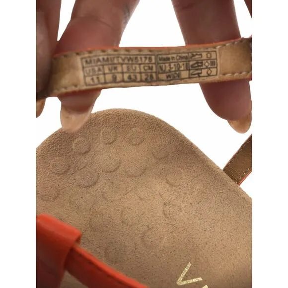 Vionic Miami Thong Sandal Womens 11 Embellished Gold Cork Orthaheel Ankle Strap