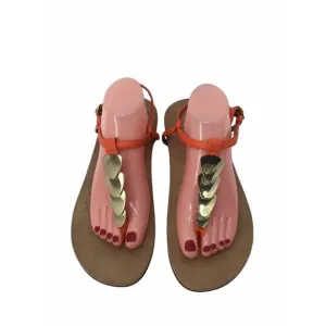 Vionic Miami Thong Sandal Womens 11 Embellished Gold Cork Orthaheel Ankle Strap