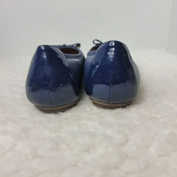 Vionic Minna Women's Size 7 Navy Leather Patent Cap Toe Ballet Flats