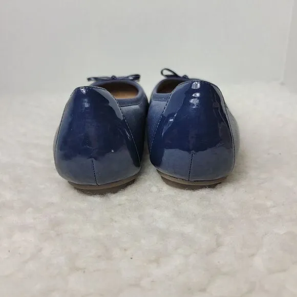 Vionic Minna Women's Size 7 Navy Leather Patent Cap Toe Ballet Flats