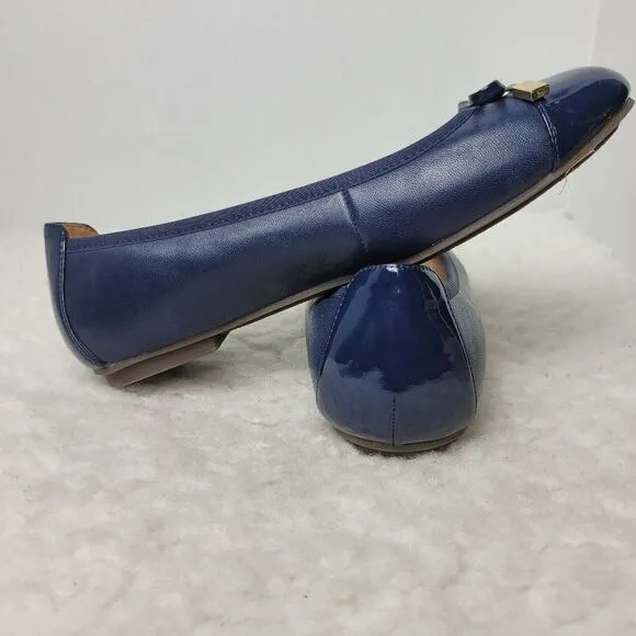 Vionic Minna Women's Size 7 Navy Leather Patent Cap Toe Ballet Flats