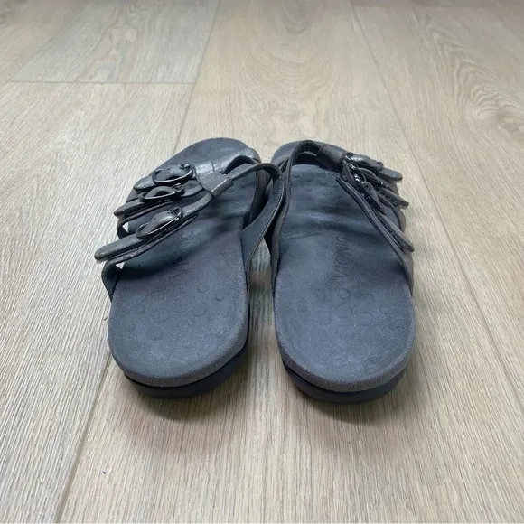 Vionic Misa Silver Metallic Triple Strap Sandals Size 9