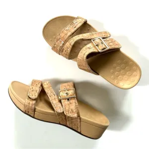 Vionic Pacific Rio Cork Strappy Adjustable Buckle Sandals