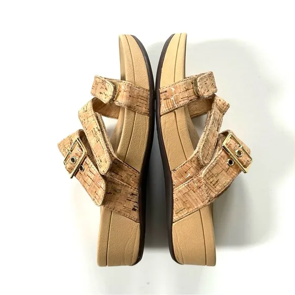 Vionic Pacific Rio Cork Strappy Adjustable Buckle Sandals