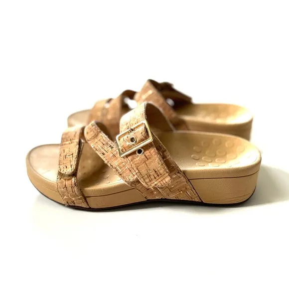 Vionic Pacific Rio Cork Strappy Adjustable Buckle Sandals