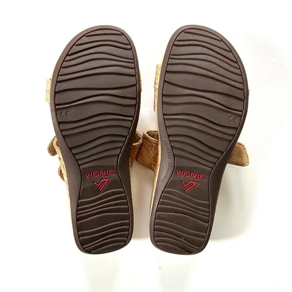 Vionic Pacific Rio Cork Strappy Adjustable Buckle Sandals