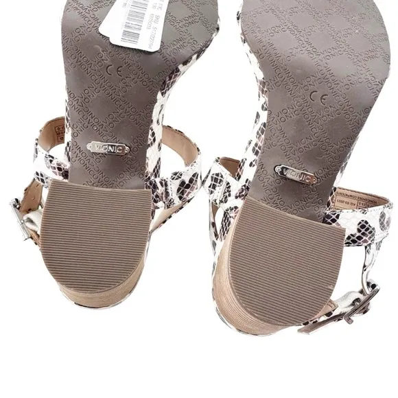 Vionic Papaya Paula Sandal Orthotic Arch Support White Leopard Snake Size 6.5