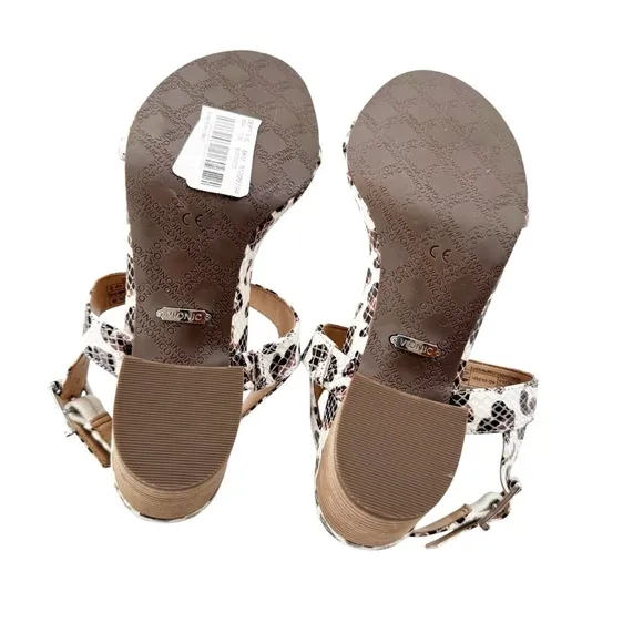 Vionic Papaya Paula Sandal Orthotic Arch Support White Leopard Snake Size 6.5