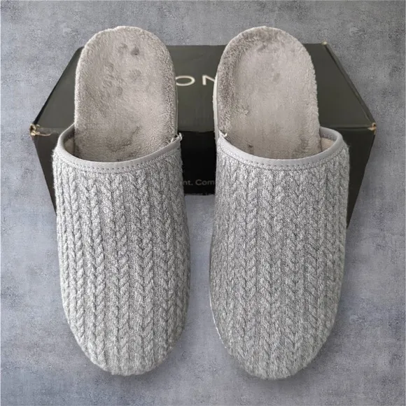 Vionic Sakura Slate Braid Knit Gray Outdoor Slippers Knit Upper Loafers Size 8