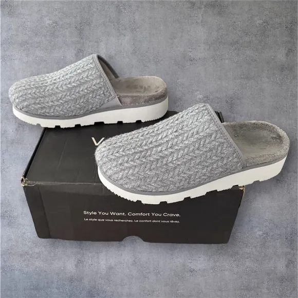 Vionic Sakura Slate Braid Knit Gray Outdoor Slippers Knit Upper Loafers Size 8