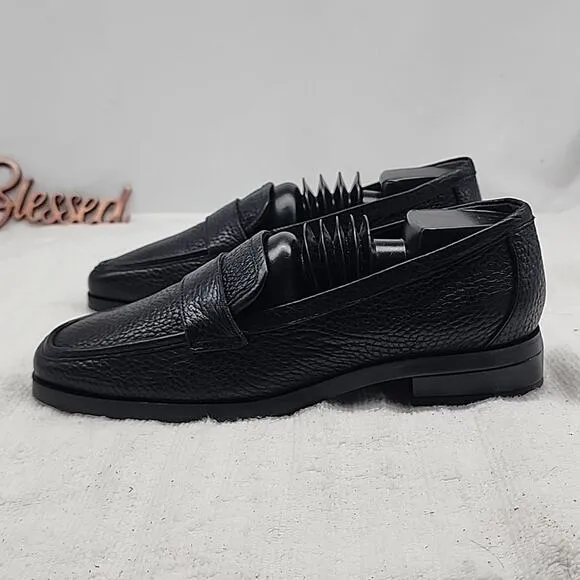 VIONIC SELLAH BLACK PEBBLED LEATHER SQUARE TOE LOAFERS LADIES 6 NWOB