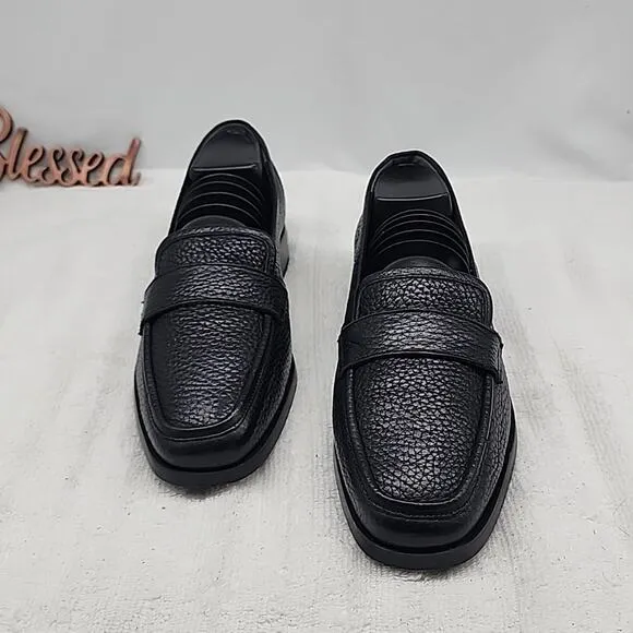 VIONIC SELLAH BLACK PEBBLED LEATHER SQUARE TOE LOAFERS LADIES 6 NWOB
