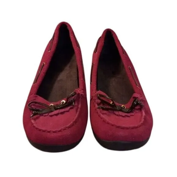 Vionic Size 8.5 Orthaheel Kiltie Pink Suede Moccasin Loafers Boat Shoes Flats