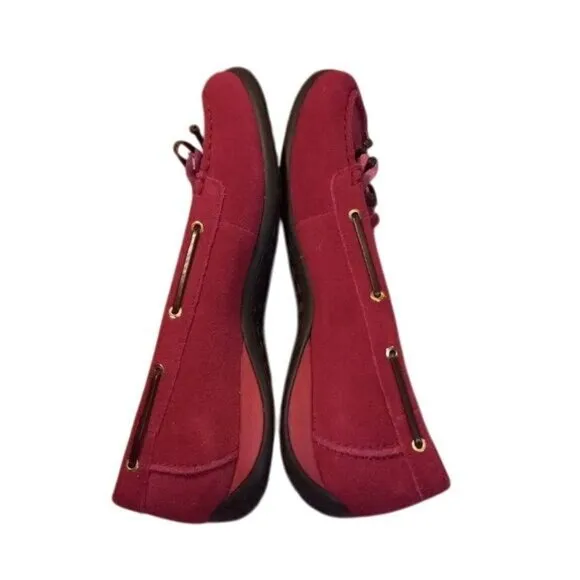 Vionic Size 8.5 Orthaheel Kiltie Pink Suede Moccasin Loafers Boat Shoes Flats