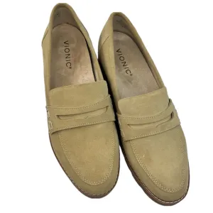 Vionic Tan Loafers Suede Leather Cheryl II Loafer Womens 7 Saddle strap Lug Sole