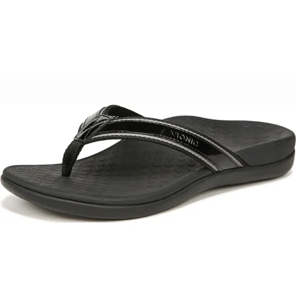 Vionic Tide Sport Black Thong Summer Comfort Orthotic Orthaheel Sandals 10