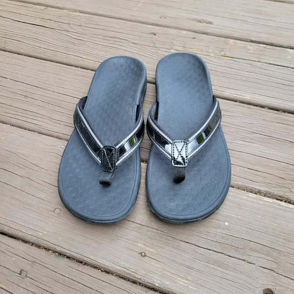 Vionic Tide Sport Black Thong Summer Comfort Orthotic Orthaheel Sandals 10
