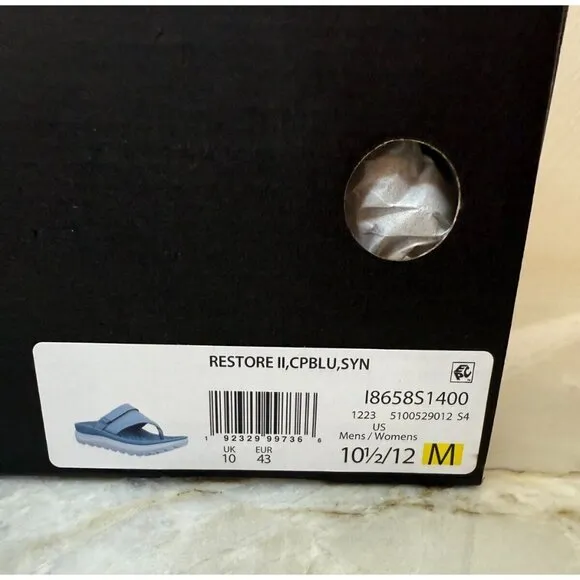 Vionic Unisex‎ Sky Blue Restore II Thongs Sandals Size 10 1/2 Mens 12 Womens