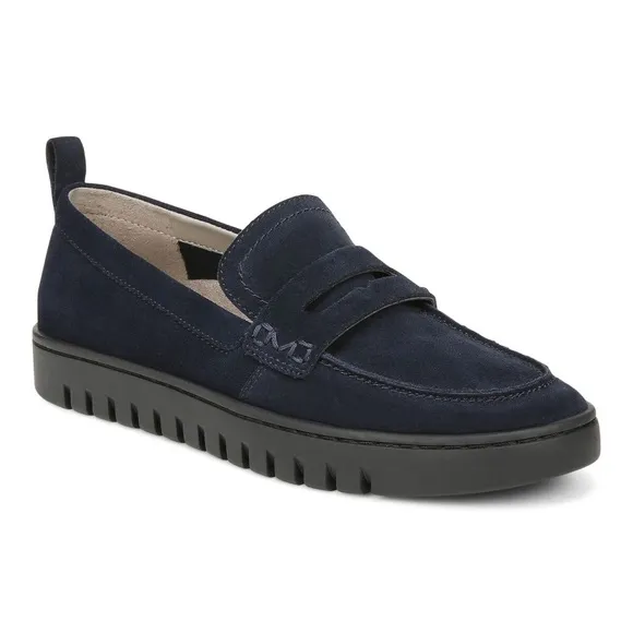 Vionic Uptown Women's Slip On Packable Travel Penny Loafers Size 10 Navy Suede