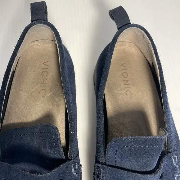 Vionic Uptown Women's Slip On Packable Travel Penny Loafers Size 10 Navy Suede