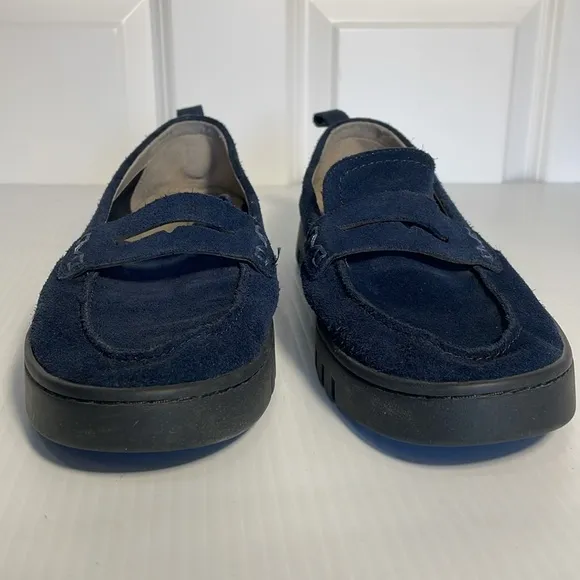 Vionic Uptown Women's Slip On Packable Travel Penny Loafers Size 10 Navy Suede
