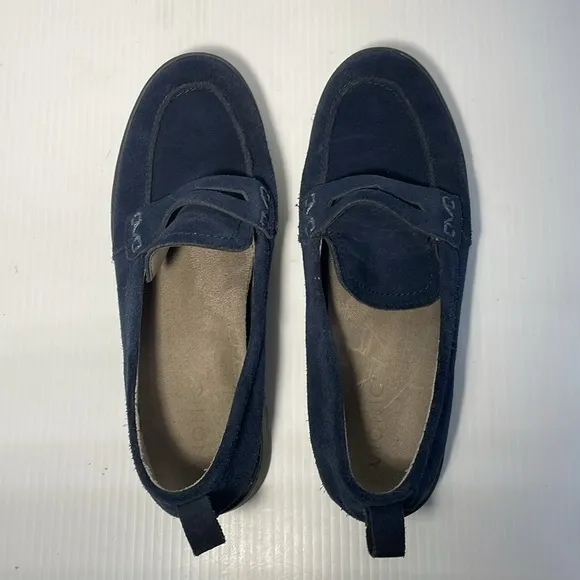 Vionic Uptown Women's Slip On Packable Travel Penny Loafers Size 10 Navy Suede