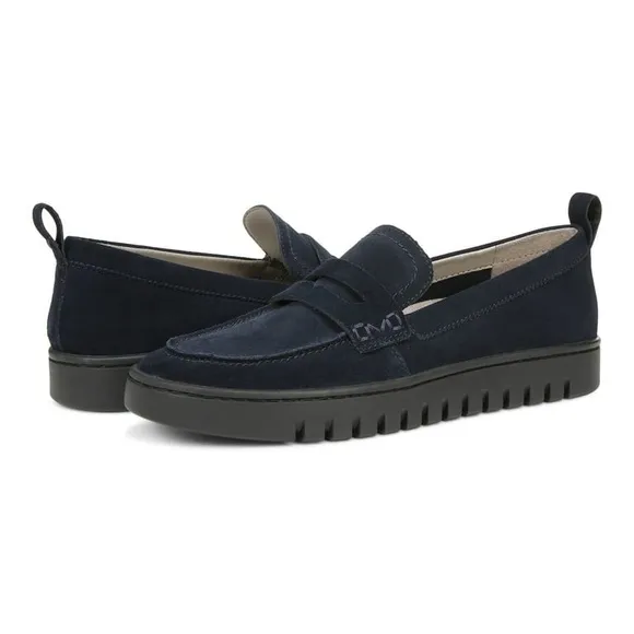 Vionic Uptown Women's Slip On Packable Travel Penny Loafers Size 10 Navy Suede