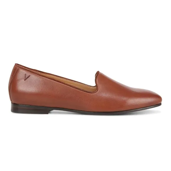 VIONIC WILLA SLIP ON FLAT BROWN LEATHER LOAFERS Sz  7.5 Arch Support. Cushioning