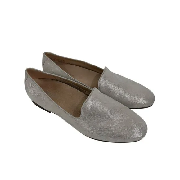 Vionic Women Willa II Slip-On Loafers SZ 8.5 Silver Metallic Leather Comfy Shoes