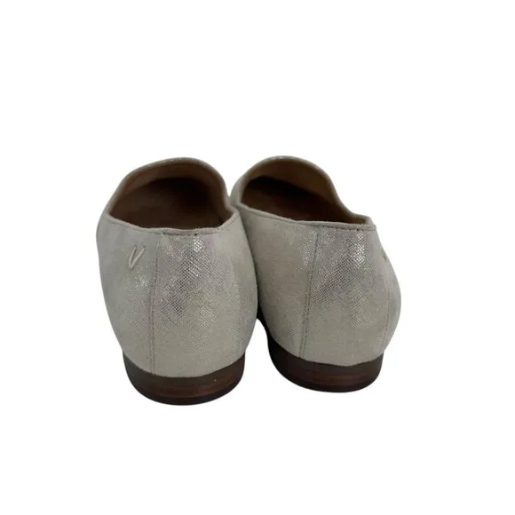 Vionic Women Willa II Slip-On Loafers SZ 8.5 Silver Metallic Leather Comfy Shoes