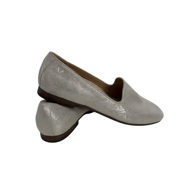 Vionic Women Willa II Slip-On Loafers SZ 8.5 Silver Metallic Leather Comfy Shoes