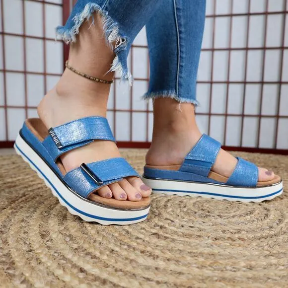 Vionic Women's Brandie Sandals Slip On Slides Size 7 in Blue