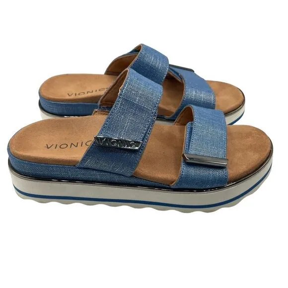 Vionic Women's Brandie Sandals Slip On Slides Size 7 in Blue