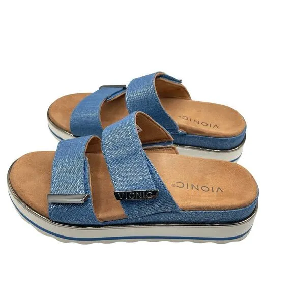 Vionic Women's Brandie Sandals Slip On Slides Size 7 in Blue