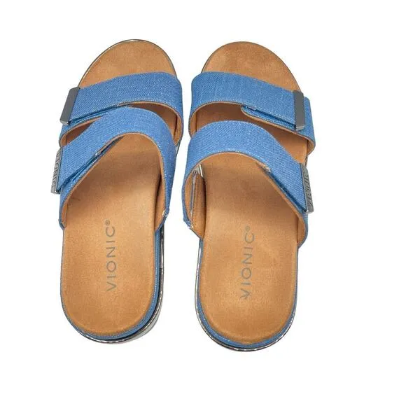 Vionic Women's Brandie Sandals Slip On Slides Size 7 in Blue
