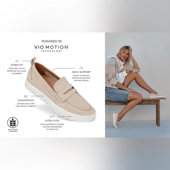 Vionic Women's Uptown Loafer in Vintage Blue Haze Waxed Suede Size 8
