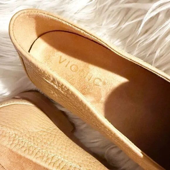 VIONIC | Womens Sellah Leather Slip On Loafers &quot;Macaroon Tumbled Leather&quot; | 8