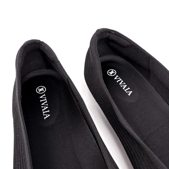 VIVAIA | 2.0 Margot Square Toe V-Cut Slip On Black Ballet Flats | Sz 8.5