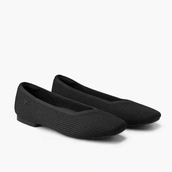 VIVAIA | 2.0 Margot Square Toe V-Cut Slip On Black Ballet Flats | Sz 8.5