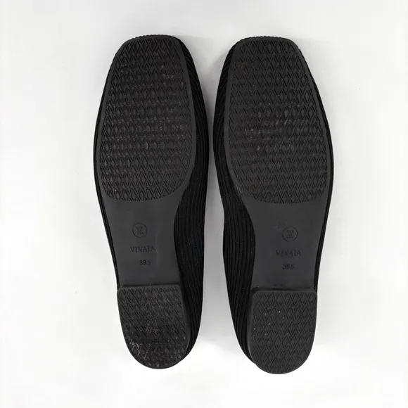 VIVAIA | 2.0 Margot Square Toe V-Cut Slip On Black Ballet Flats | Sz 8.5